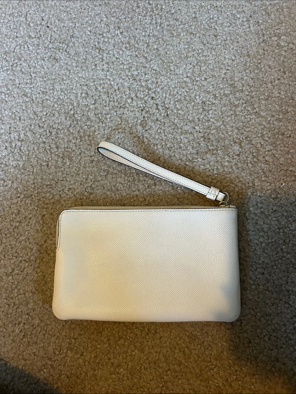 Coach Ivory Leather Zip Wristlet with Gold Logo